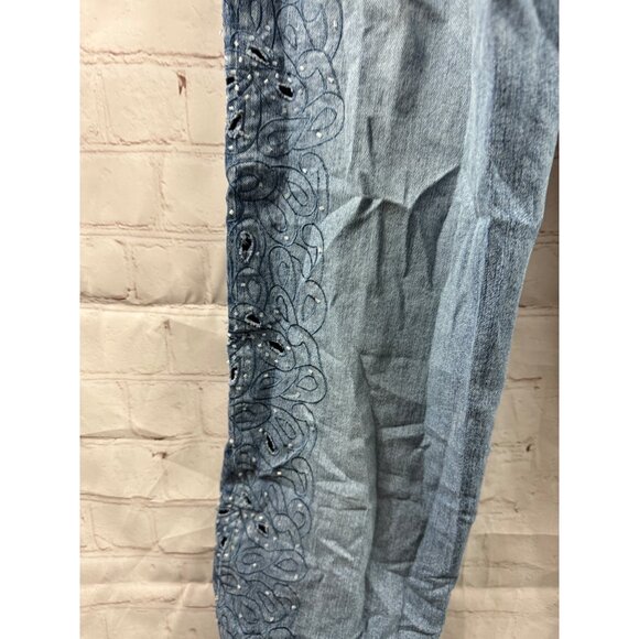 Lana Erica Jeans Womens Size 6 Blue Embroidered Rhinestone Distressed (READ) - Picture 9 of 12